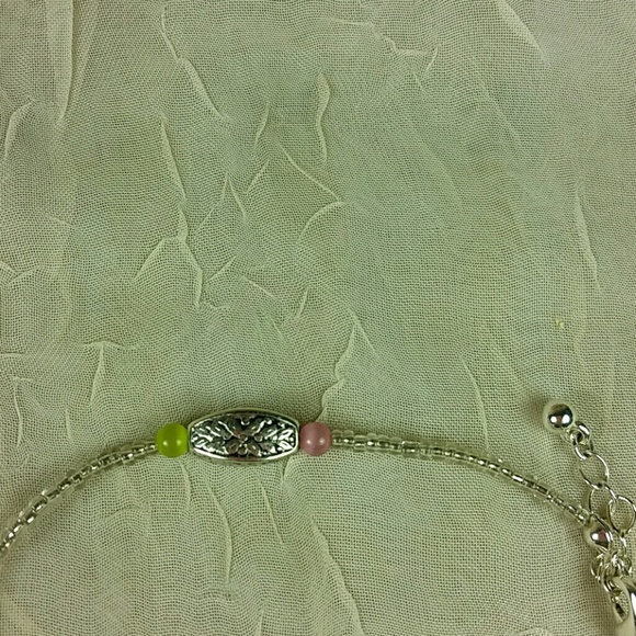 Beaded Anklet Silver Adjustable Chain Pink Blue Green Yellow Orange Summer Beach - Picture 4 of 5